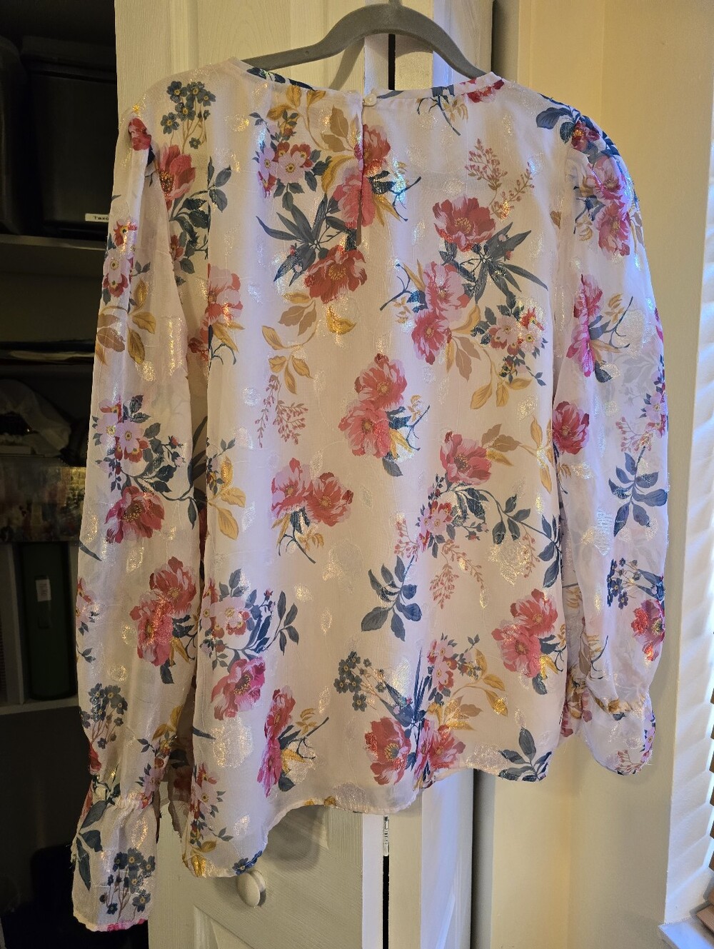 Loft Floral Off-Shoulder Long Sleeve Blouse - Pink Floral - Picture 3 of 4